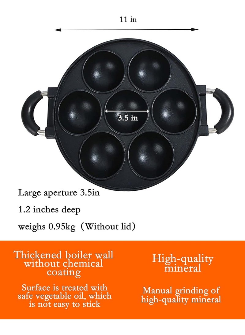DubaiGallery Japan large aperture takoyaki pan with glass cover,cake mold baking pan,fry eggs,Poffertjes pan,Appam pan,Banh khot pan,cupcake pan,takoyaki maker,Nonstick,0.95kg(7 Hole)  - Image 2