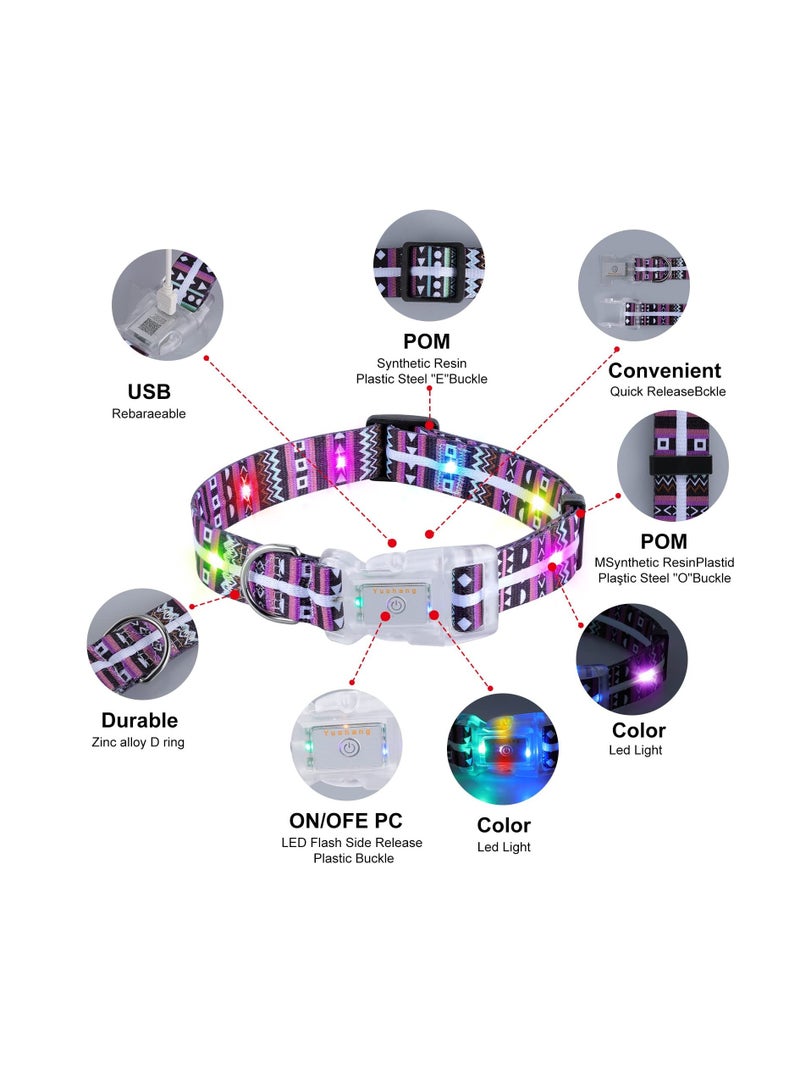 Excefore Dog Light Up Collar, USB Rechargeable Waterproof LED Flashing Dog Collar, Adjustable Flashing Dog Collar for Small Medium Large Dog - Image 2