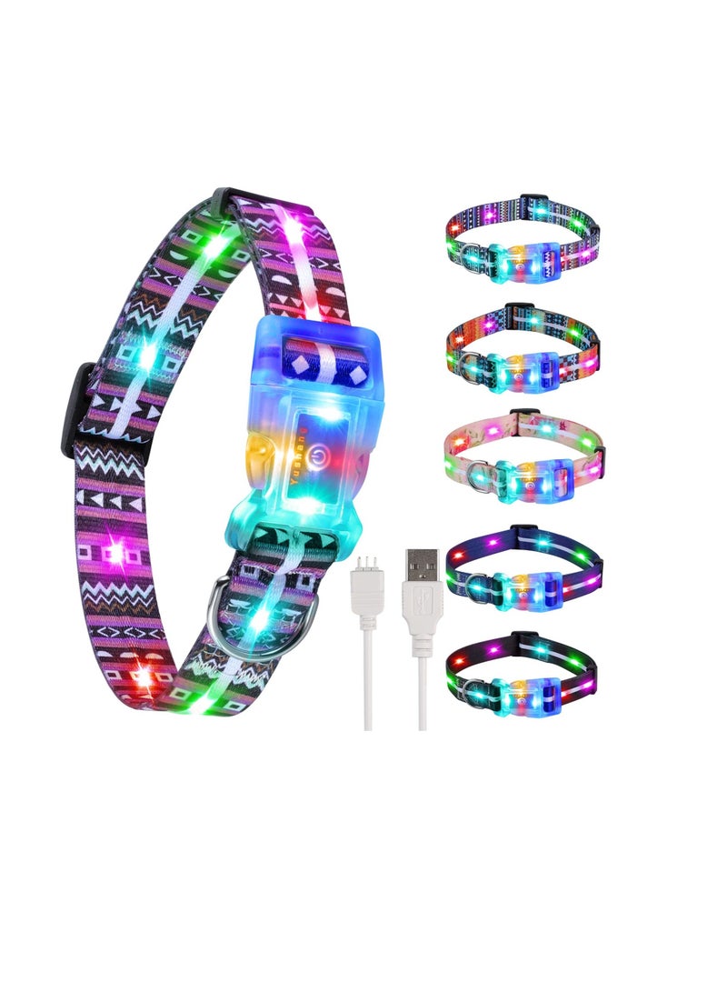 Excefore Dog Light Up Collar, USB Rechargeable Waterproof LED Flashing Dog Collar, Adjustable Flashing Dog Collar for Small Medium Large Dog - Image 1