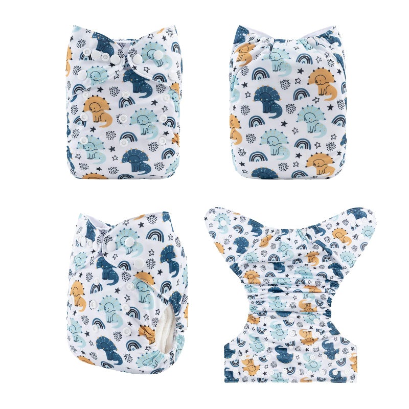 babygoal Reusable Cloth Diapers 6 Pack+6pcs Rayon from Bamboo Inserts+Wet Bag, One Size Adjustable Washable Pocket Nappy Covers for Baby Boys and Girls 6FB36 - Image 3