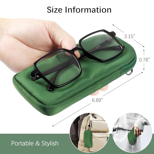 Huvon Double Glasses Case Soft Eyeglass Case with Clip & Zipper, Dual Sunglasses Pouch for Women Men Travel Eyewear Bag - Image 2