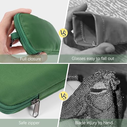 Huvon Double Glasses Case Soft Eyeglass Case with Clip & Zipper, Dual Sunglasses Pouch for Women Men Travel Eyewear Bag - Image 5