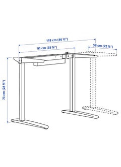 erorex Underframe For Table Top, White, 90/117 Cm  - Image 2