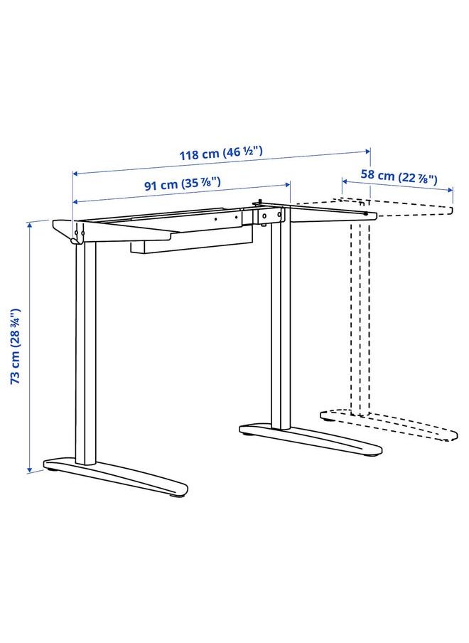 Underframe For Table Top, White, 90/117 Cm