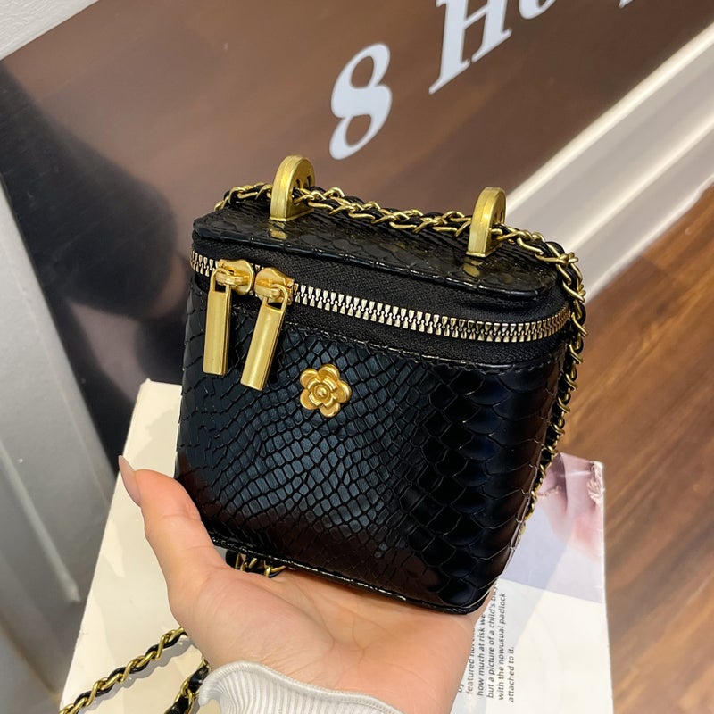 Textured Mini Square Bag For Women, Versatile Casual New Lipstick Coin Earphone Bag, New Style Chain Crossbody Bag - Image 2