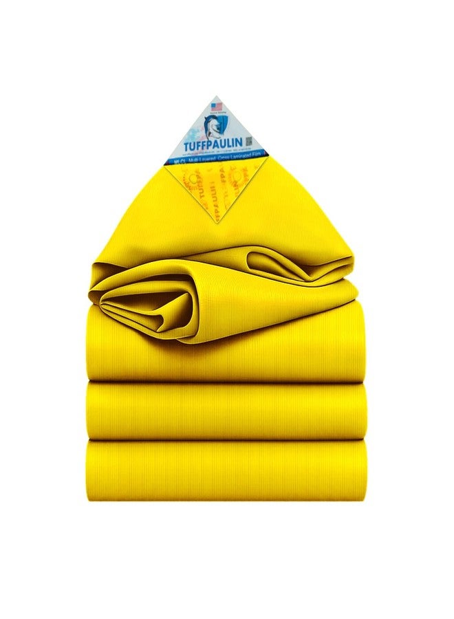 TUFFPAULIN قماش مشمع أصفر من نوع TUFFPAULIN مقاس 18 قدم × 15 قدم، وزن 120 جرامًا للمتر المربع، من نوع Tirpal Tadpatri Tharpai Thadika، قوي للغاية، مزود بحلقات معززة، مقاوم للأشعة فوق البنفسجية، مقاوم للماء بنسبة 100%، مصنوع من قماش بكر، 6 طبقات بتقنية MLCL ثلاثية الأبعاد للأضلاع - رقم 1. - Image 1