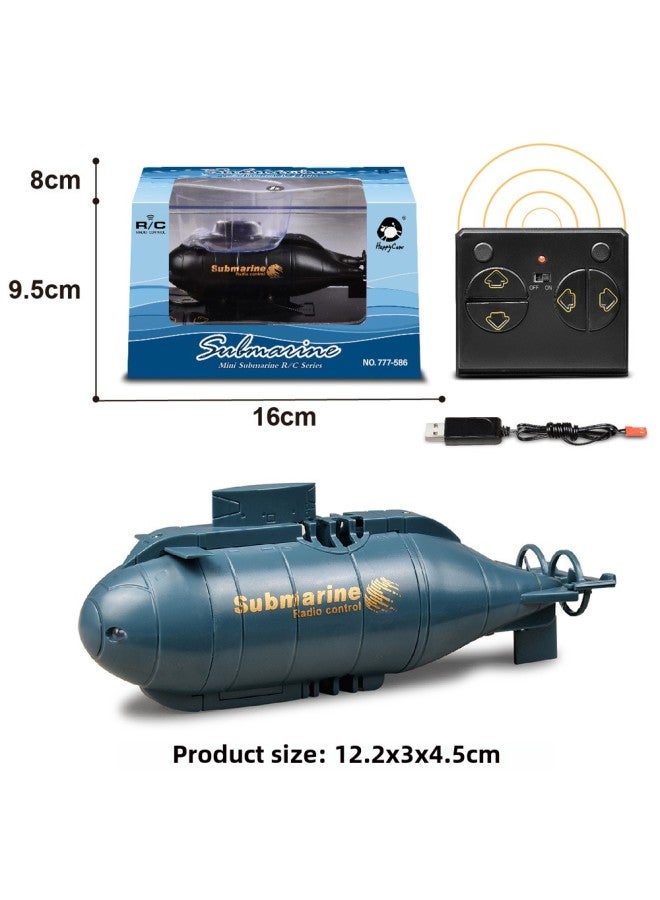Mini Electric Submarine Remote Control Boat 6-Channel Remote Controller Full Waterproof Model Children's Water Play Summer Toy-Color:Six-way Submarine-Blue  - Image 1