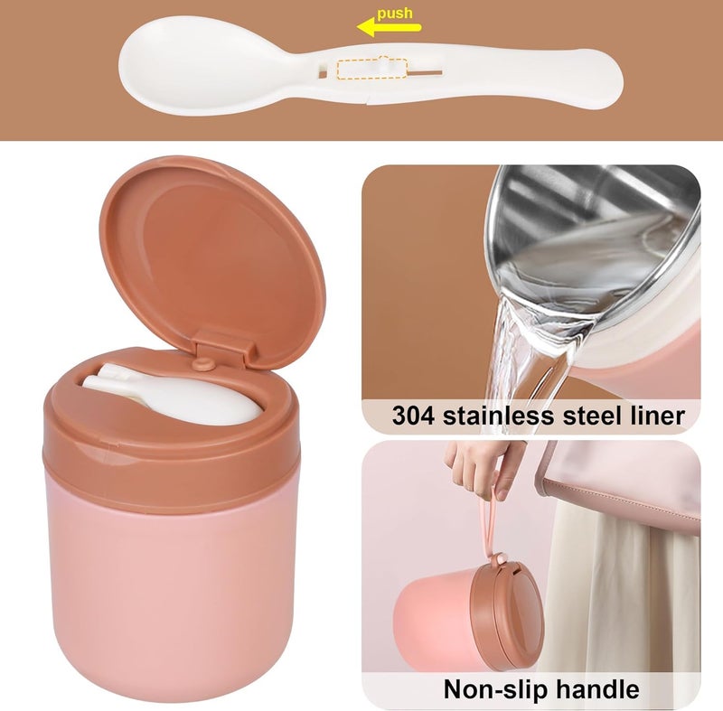 Wosta Travel Soup Bowl Set, Insulated Soup Bowls with Lids, and Folding Spoons for Fruit, Yoghurt Oats, Porridge, Salad - Airtight and Leak Proof, Dishwasher Safe | Thermal Lunch Box. (Green) - Image 4