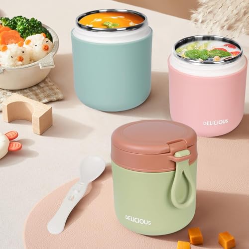 Wosta Travel Soup Bowl Set, Insulated Soup Bowls with Lids, and Folding Spoons for Fruit, Yoghurt Oats, Porridge, Salad - Airtight and Leak Proof, Dishwasher Safe | Thermal Lunch Box. (Green) - Image 5