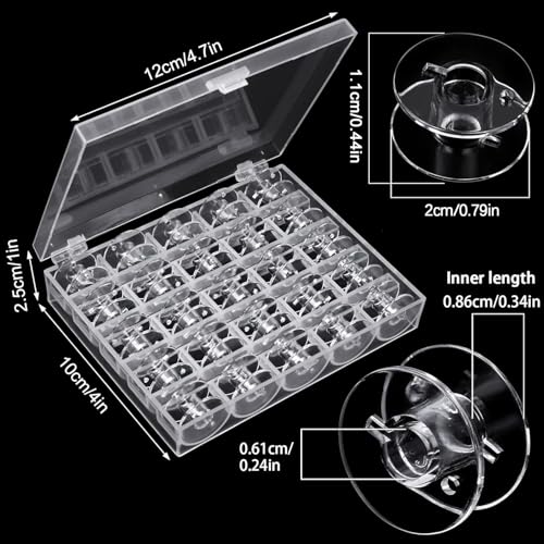 Joyberg 50 Pcs Bobbins, Plastic Bobbins for Sewing Machine, Sewing Bobbins with Bobbin Case, Bobbin for Sin-ger/Bro-Ther, Bobbins for Singer Sewing Machine - Image 2