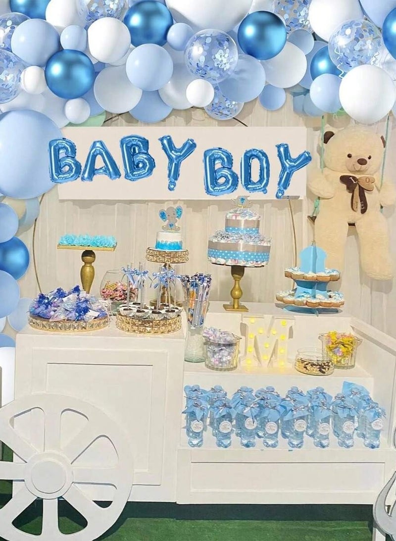 طقم كامل من البالونات الزرقاء مناسبة للاحتفال بالمولود الذكر , أكثر من 100 بالون متنوع - Image 2