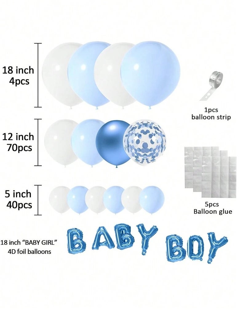 طقم كامل من البالونات الزرقاء مناسبة للاحتفال بالمولود الذكر , أكثر من 100 بالون متنوع - Image 3
