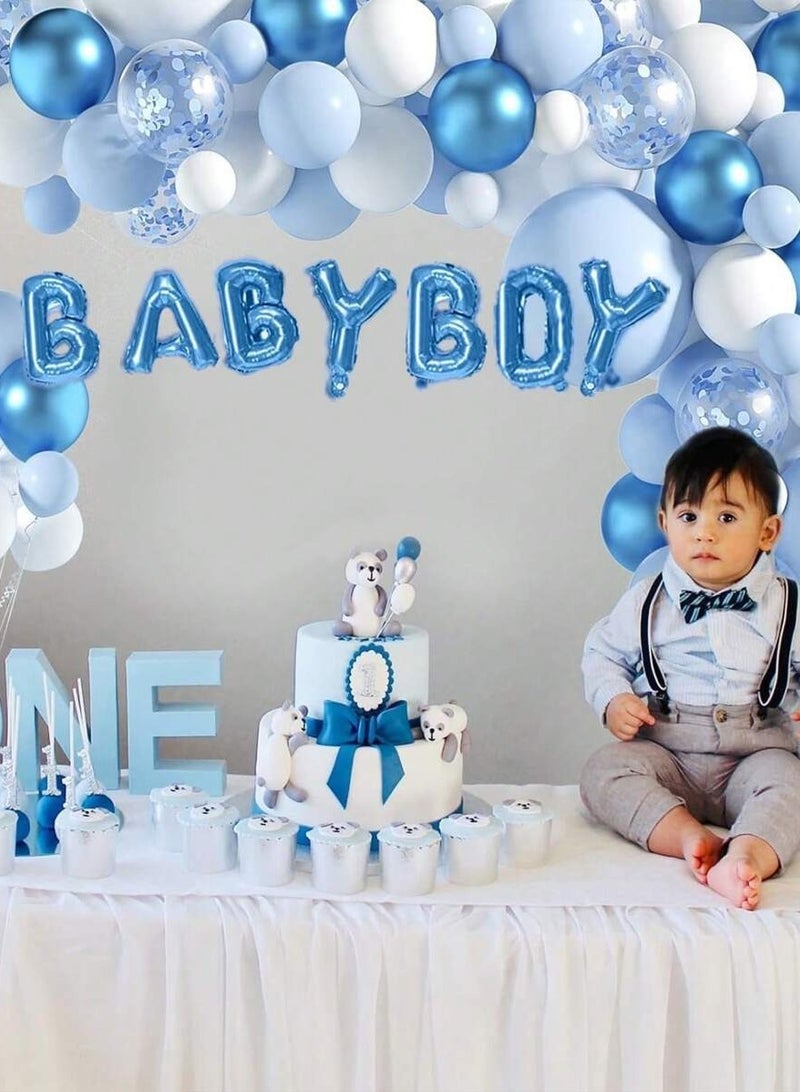 طقم كامل من البالونات الزرقاء مناسبة للاحتفال بالمولود الذكر , أكثر من 100 بالون متنوع - Image 5