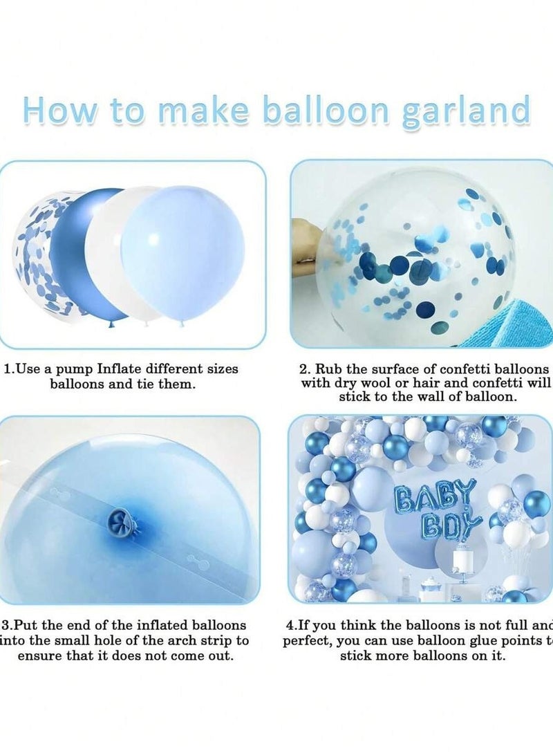 طقم كامل من البالونات الزرقاء مناسبة للاحتفال بالمولود الذكر , أكثر من 100 بالون متنوع - Image 4