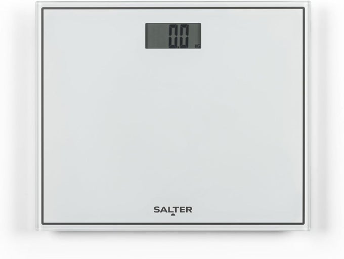 COMPACT BATHROOM SCALE ELECTRONIC DIGITAL BODYWEIGHT SCALE 150KG23ST 8LB LCD EASY TO READ DISPLAY STEP ON INSTANT ACCURATE READINGS SLIM FOR NEAT STORAGE INCLUDES BATTERY