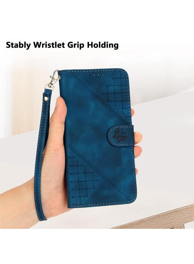 S-TOP Case For Samsung Galaxy F16 5G / M16 5G Grid Butterfly Embossed Pattern Leather Phone Case with Lanyard - Image 5