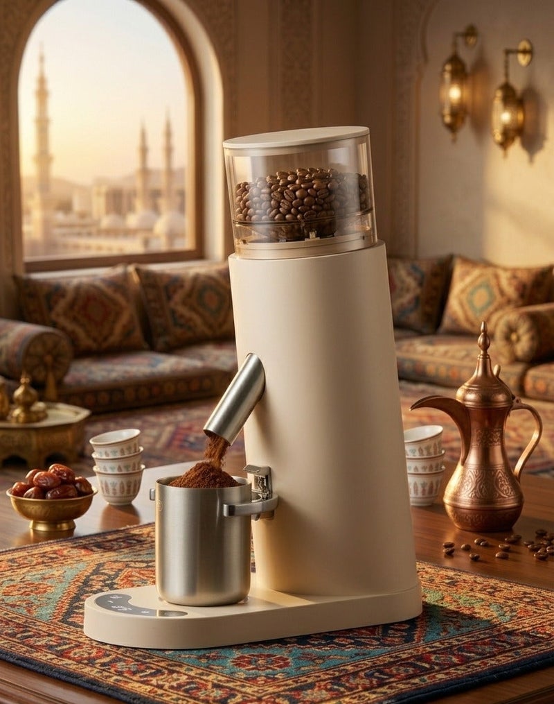 ET-LIFE Portable Coffee Grinder, Fully Automatic, 80g Bean+50g Powder Capacity, 60 Level, 2600mh Battery, CG-0903 Beige - Image 1