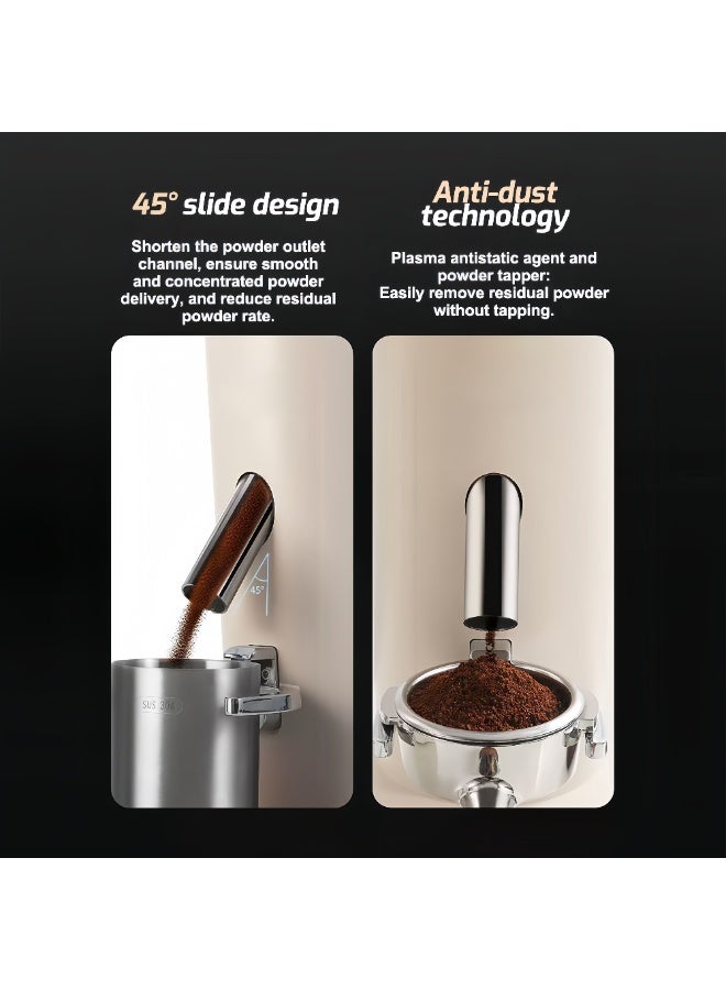 ET-LIFE Portable Coffee Grinder, Fully Automatic, 80g Bean+50g Powder Capacity, 60 Level, 2600mh Battery, CG-0903 Beige - Image 4