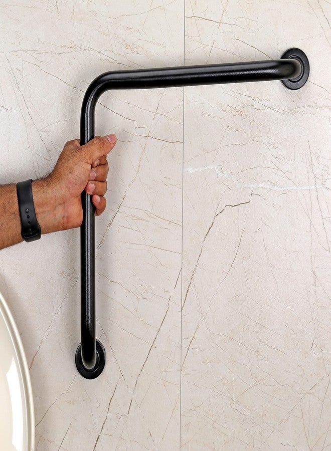 FORTUNE Stainless Steel L Shape Grab Bar for Bathroom & Bathtub Wall Mounted Safety Hand Support Rail, Balance Handle, Towel Bar, Bathroom Accessories Homes, Hotels - (Pack of 2, Black Finish) - Image 3