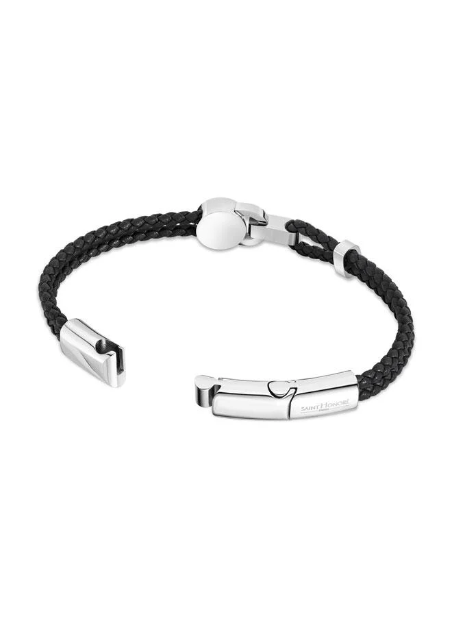 Saint Honore Paris Lock Coin Braided Leather Bracelet for Men