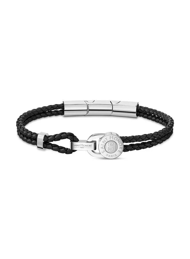 Saint Honore Paris Lock Coin Braided Leather Bracelet for Men