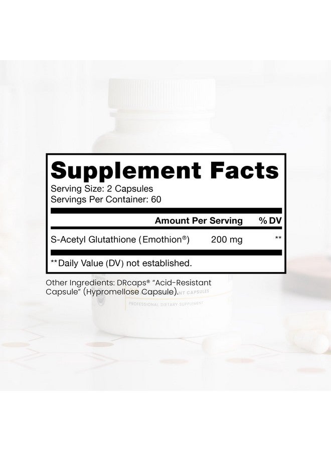 Pure Therapro Rx S-Acetyl Glutathione GOLD - 120 Acid Resistant Capsules | 100mg Per Capsule | Patented Acetylated Form of Glutathione (Emothion) | 2-4 Month Supply | ZERO Fillers or Flow Agents | Pharmaceutical Grade - Image 2