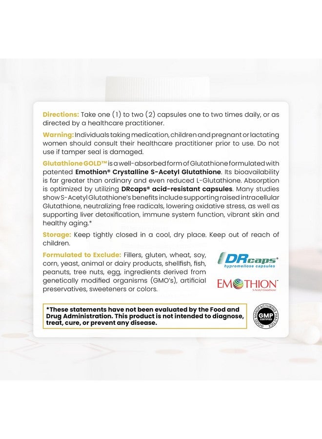 Pure Therapro Rx S-Acetyl Glutathione GOLD - 120 Acid Resistant Capsules | 100mg Per Capsule | Patented Acetylated Form of Glutathione (Emothion) | 2-4 Month Supply | ZERO Fillers or Flow Agents | Pharmaceutical Grade - Image 3