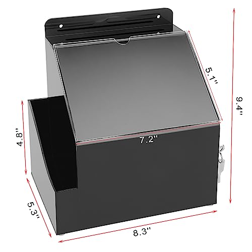 BTSKY Acrylic Suggestion Box With Lock Wall Mounted Acrylic Donation Box with 5"x7" Sign Slot Office Ballot Boxes with Side-Pocket Collection Boxes for Voting Locking Suggestion Mailbox, Black - Image 4