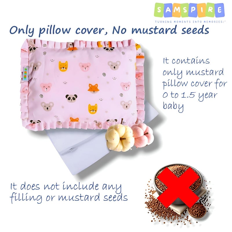 SAMSPIRE 100% Organic, Cotton Mustard Seed Rai Pillow Cover, Only Pillow Cover Without Mustard Seeds, with Outer and Inner Zipper Cover for Baby Girl and Boy (Pink Panda Cover) - Image 4