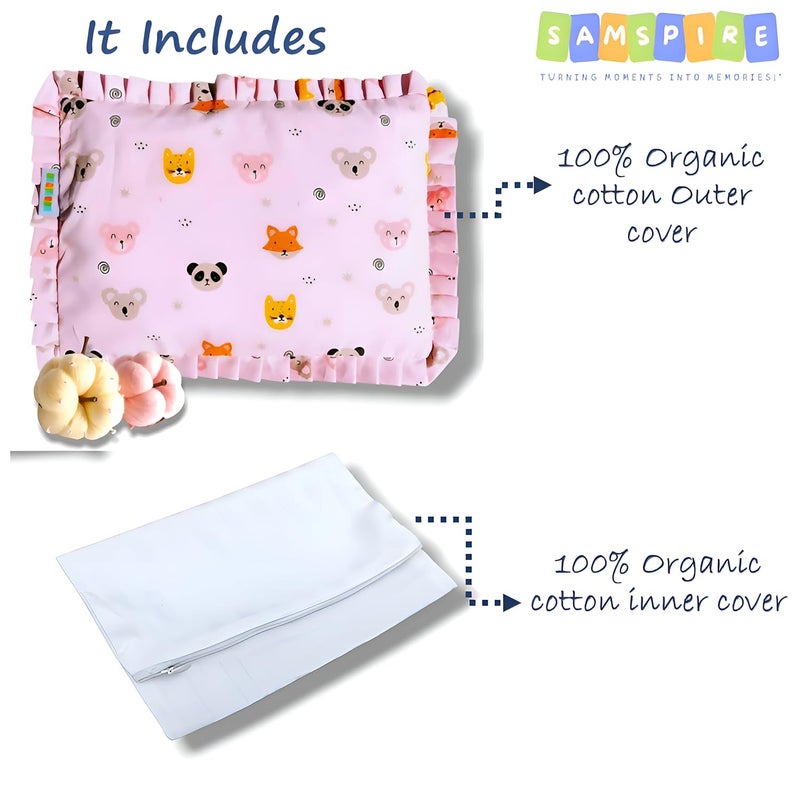 SAMSPIRE 100% Organic, Cotton Mustard Seed Rai Pillow Cover, Only Pillow Cover Without Mustard Seeds, with Outer and Inner Zipper Cover for Baby Girl and Boy (Pink Panda Cover) - Image 2