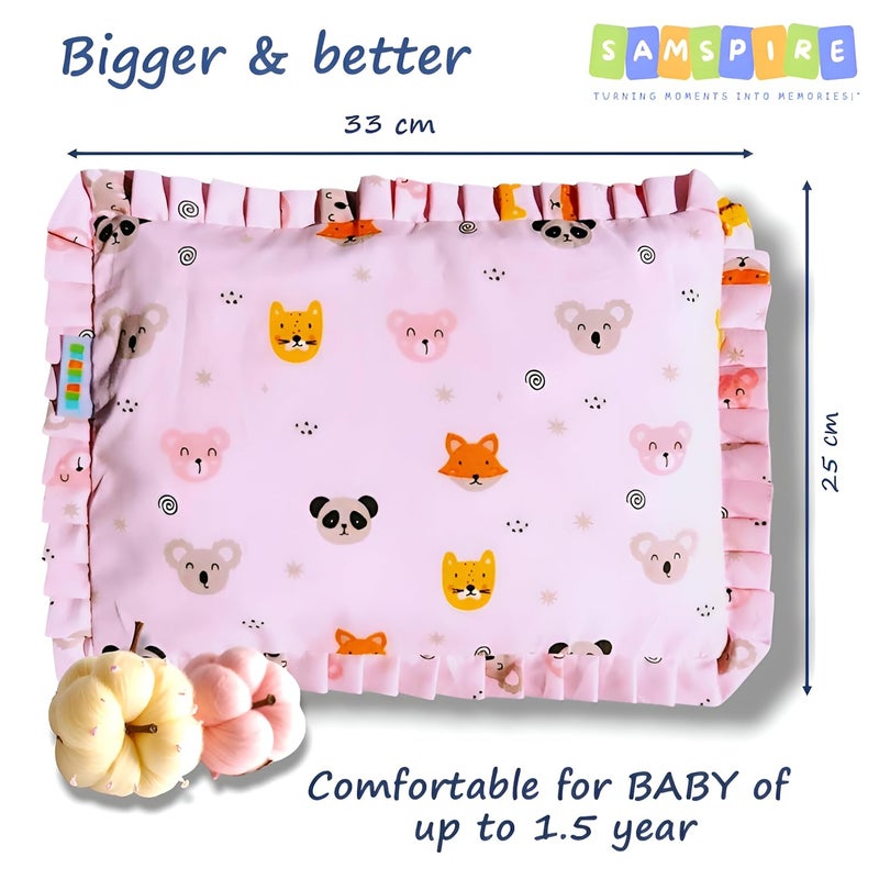 SAMSPIRE 100% Organic, Cotton Mustard Seed Rai Pillow Cover, Only Pillow Cover Without Mustard Seeds, with Outer and Inner Zipper Cover for Baby Girl and Boy (Pink Panda Cover) - Image 3