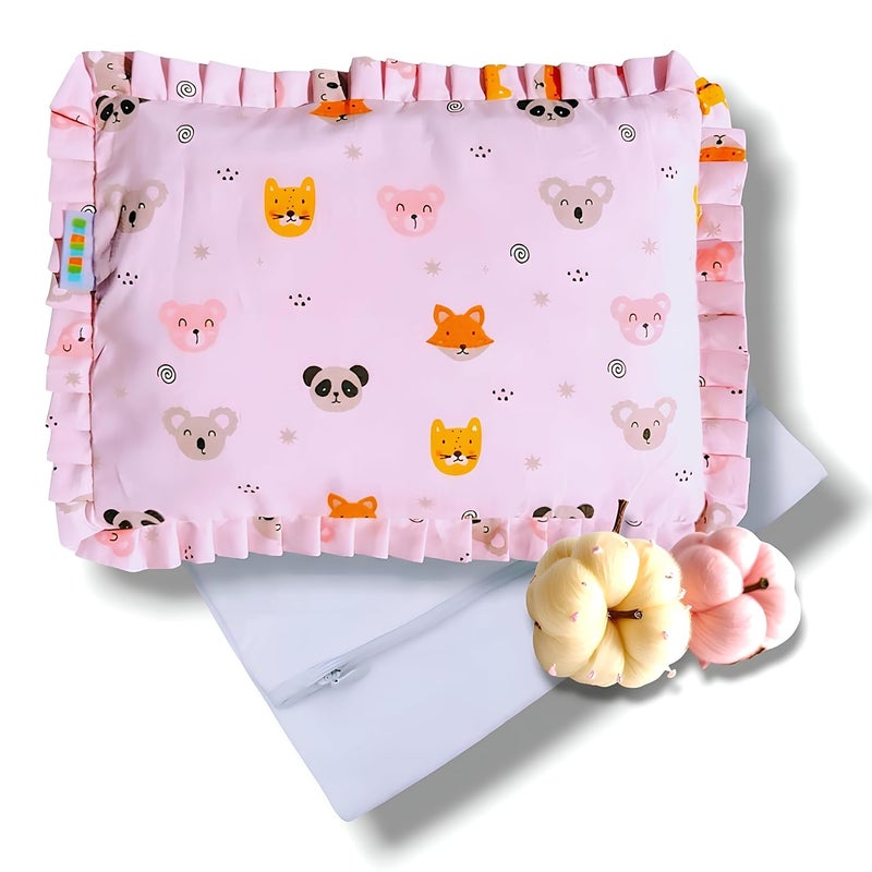 SAMSPIRE 100% Organic, Cotton Mustard Seed Rai Pillow Cover, Only Pillow Cover Without Mustard Seeds, with Outer and Inner Zipper Cover for Baby Girl and Boy (Pink Panda Cover) - Image 1
