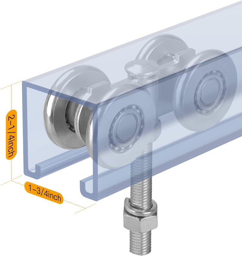 HOTYELL Trolley Assembly, Silent Rollers Wheel for 1-3/4" Wide and 2-1/4" or Taller Rail Hanging Track, Beam Trolley Used for Heavy Barn or Shed Sliding Doors - Image 3