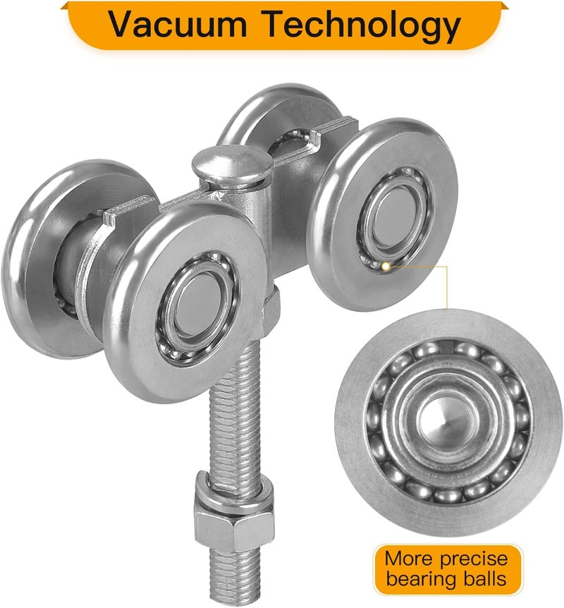 HOTYELL Trolley Assembly, Silent Rollers Wheel for 1-3/4" Wide and 2-1/4" or Taller Rail Hanging Track, Beam Trolley Used for Heavy Barn or Shed Sliding Doors - Image 2