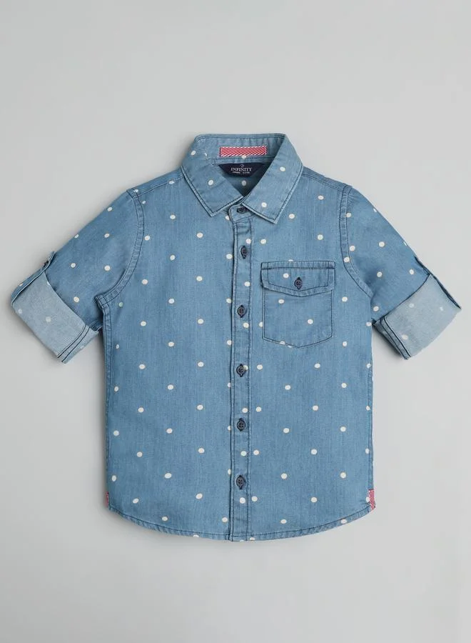 Infinity Kids Blue Cotton Denim Shirt