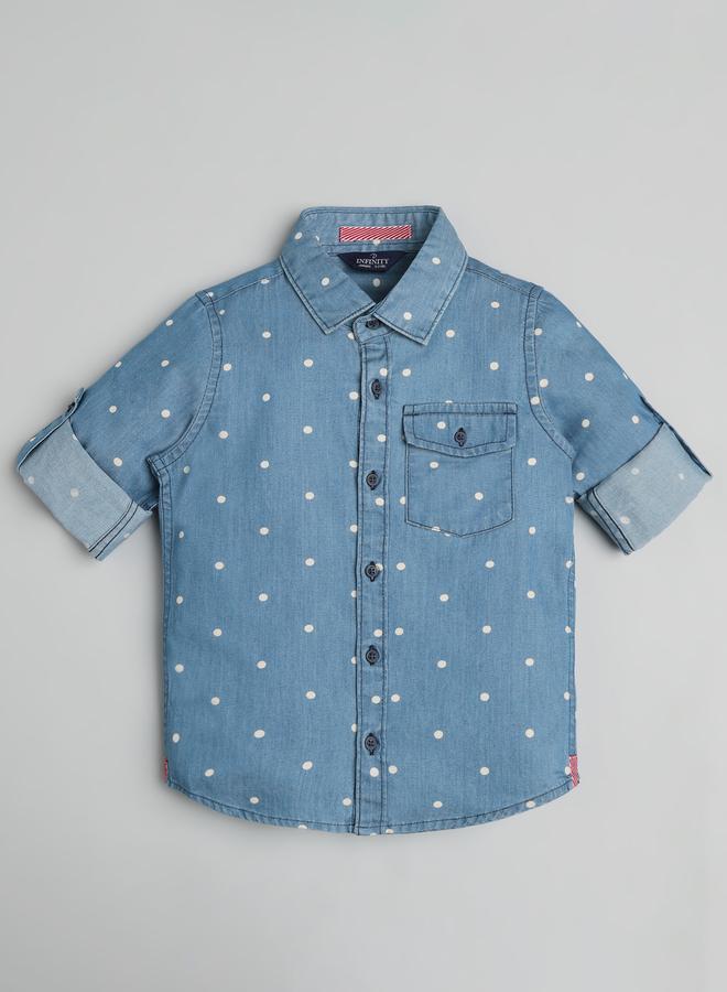 Infinity Kids Blue Cotton Denim Shirt - Image 2