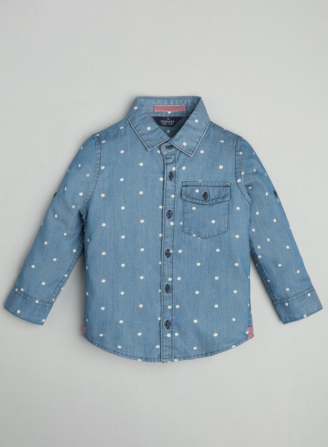 Infinity Kids Blue Cotton Denim Shirt - Image 1