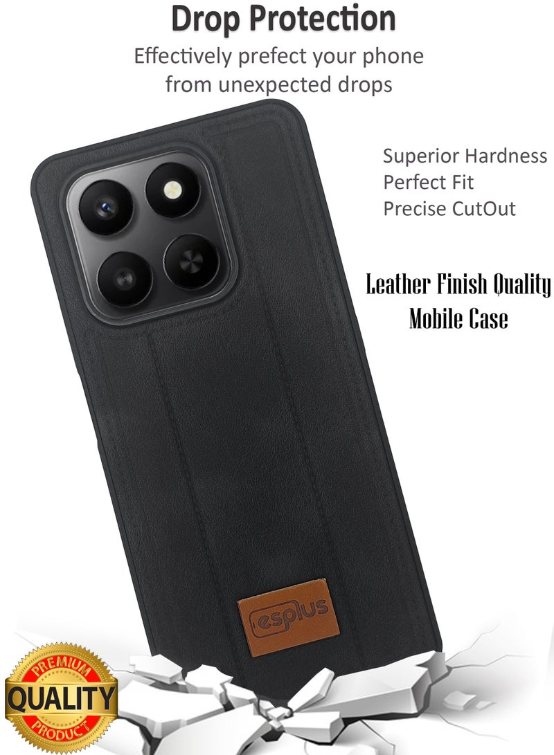 جراب خلفي فاخر من السيليكون بلمسة نهائية جلدية لهاتف Honor X7d | غطاء سيليكون عالي الجودة مصمم خصيصًا لهاتف Honor X7d | حماية فائقة من الصدمات، مقاوم للصدمات، مقاوم لبصمات الأصابع، ملمس مريح، جراب متين لحماية ظهر هاتف Honor X7d - أسود - Image 3