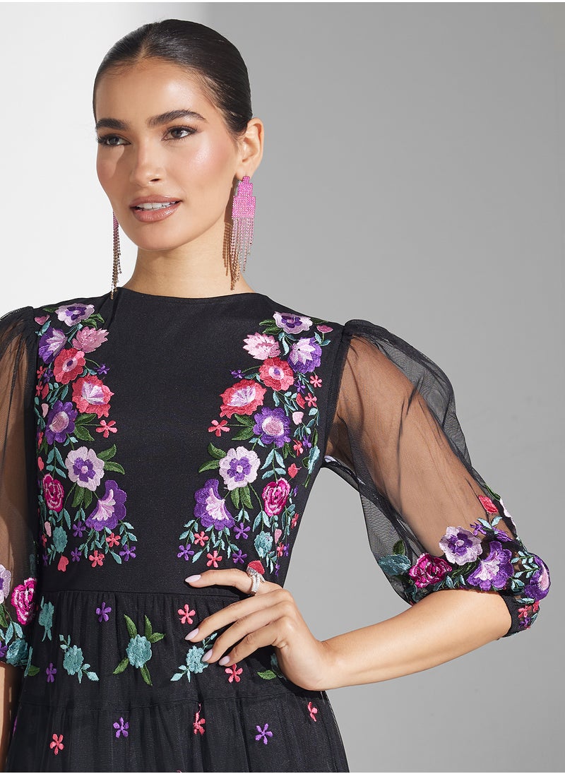 Frock and Frill - Embellished Pleated Maxi Dress - Image 1