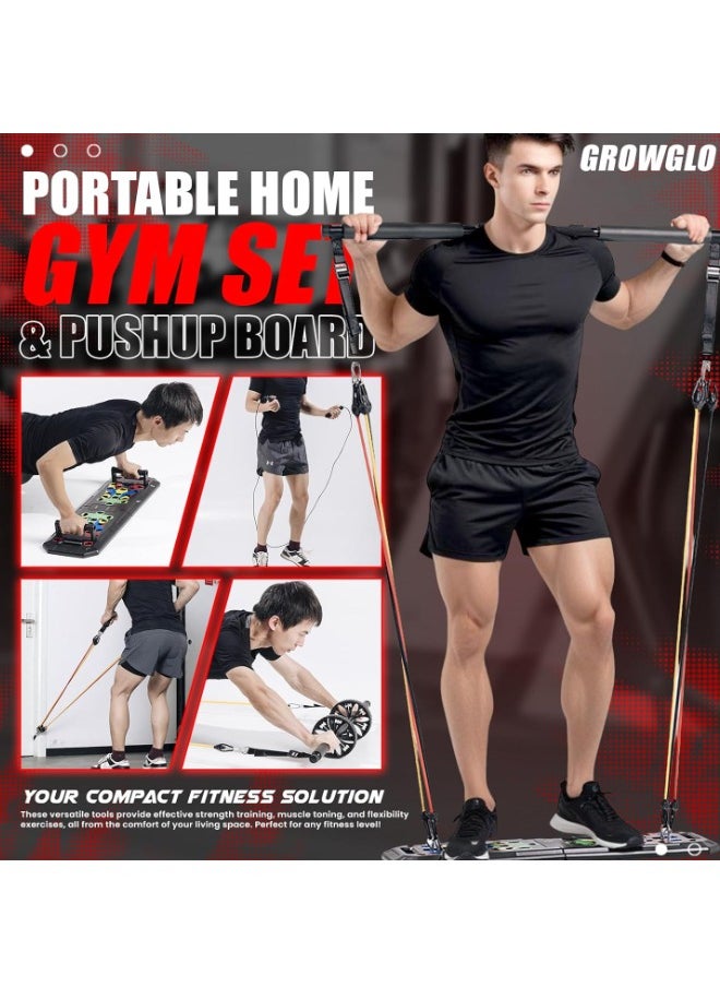 EHOME 54 in 1 Upgraded Foldable Push up Board ,Multi-Functional Push Up Bar, Resistance Bands with Handles and Jumping Rope, at Home Workout Equipment for Perfect Push Up  - Image 2