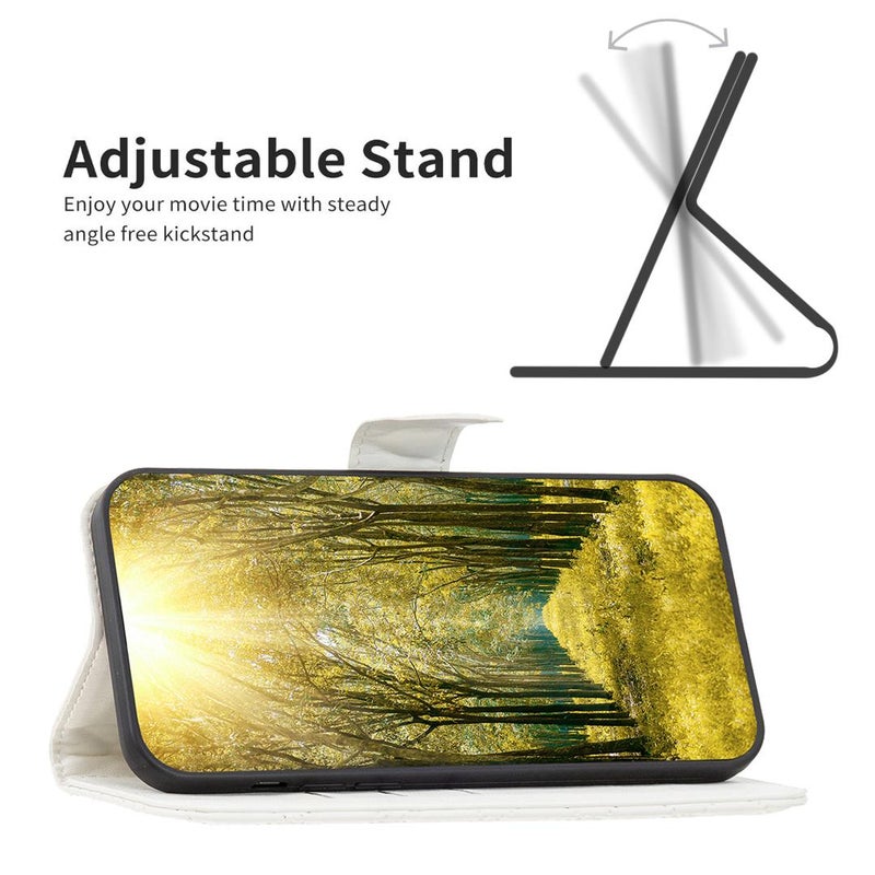 إيروريكس جراب هاتف iPhone 17 Pro Max من الجلد بتصميم محفظة ماسية شبكية (أبيض) - Image 5