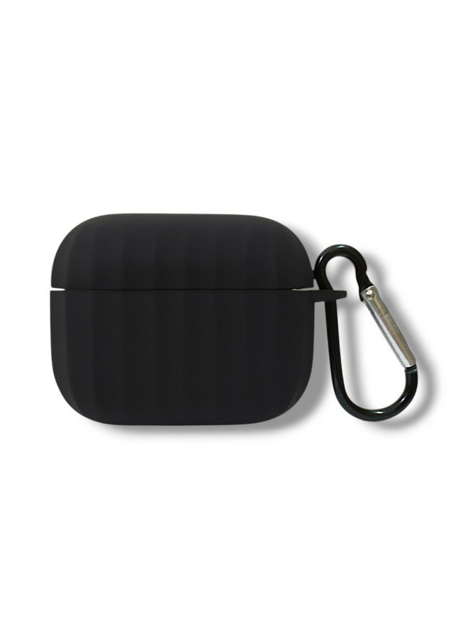 جراب حماية لسماعة ايربودز برو 2 سيليكون مموج أنيق مع حلقة تعليق - أسود - Image 1
