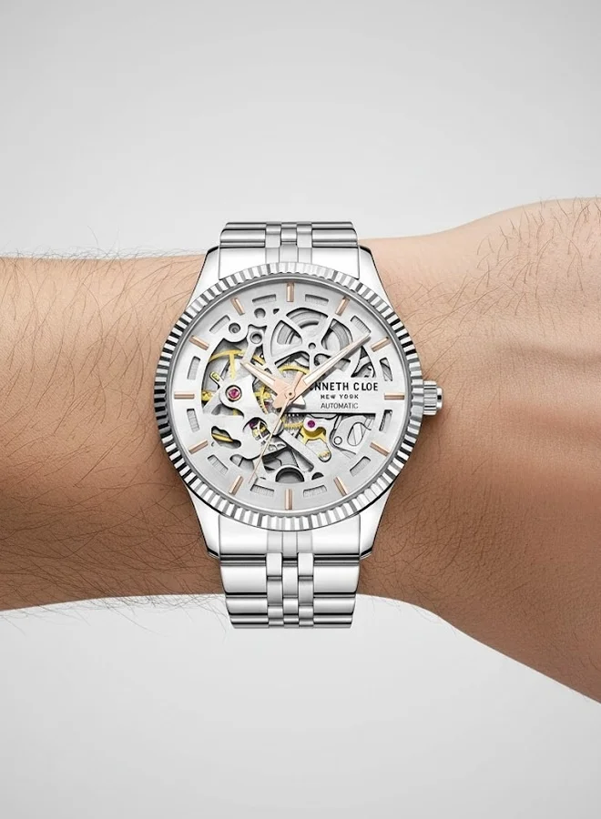Kenneth Cole New York  Silver Dial Silver Stainless Steel Bracelet Automatic Watch for Women 34.5mm for Women | Best Price UAE
