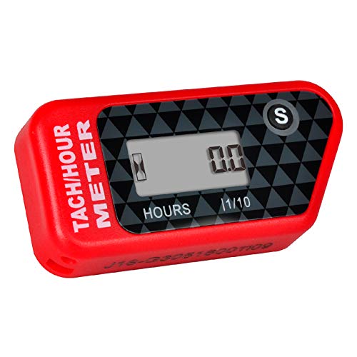 Jayron Digital LCD Tachometer Inductive Tach Hour Meter Display Max RPM Waterproof for Most Gas Engine Marine ATV Generator Lawn Tractor Motorcycle (red) - Image 1