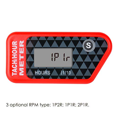 Jayron Digital LCD Tachometer Inductive Tach Hour Meter Display Max RPM Waterproof for Most Gas Engine Marine ATV Generator Lawn Tractor Motorcycle (red) - Image 3