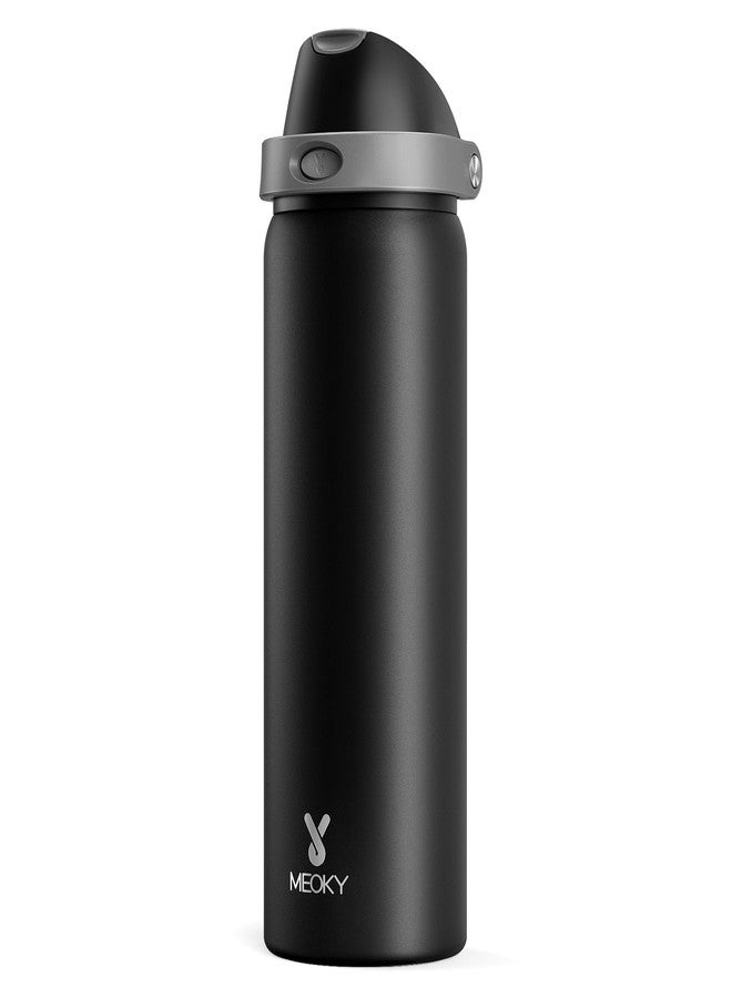 Meoky 950ml Metal Water Bottle for Sports: Meoky Stainless Steel Water Bottle with 2-in-1 Straw and Spout Lid - Leak Proof, Cold for 24 Hours, Protective Silicone Base, BPA-Free for Gym, Night - Image 1