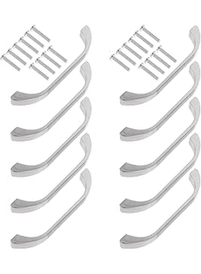 Silver Zinc Alloy Wardrobe Handles 10pcs Drawer Pulls 128mm Hole Spacing Modern Simple Style - Image 1