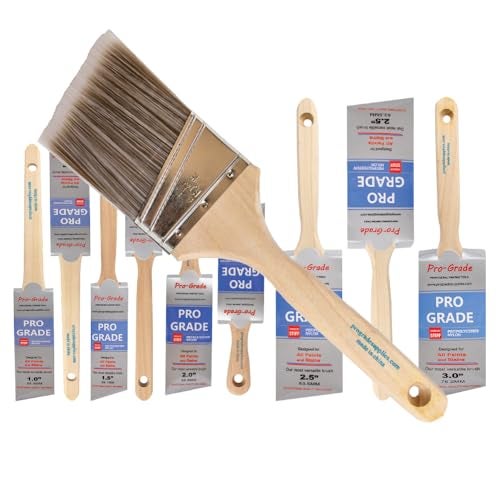 Pro-Grade 10 Pack Pro-Grade Premium Wall/Trim House Paint Brush Set Great for Professional Painter and Home Owners Painting Brushes for Cabinet Decks Fences Interior Exterior & Commercial Paintbrush. - Image 1