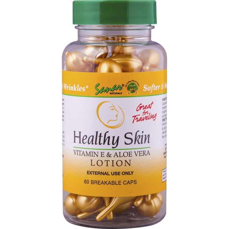 Sanar Naturals Sanar Naturals Healthy Skin Vitamin E and Aloe Vera Moisturizer Ampoules  Body Lotion for Dry Skin Face Hands  Travel Size Serum for Women and Men 60 Capsules