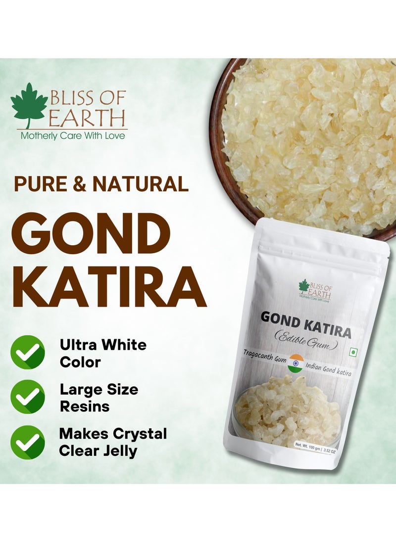 BLISS OF EARTH - Gond Katira Organic Edible Tragacanth Gond For Laddu Making And Sweets 100g - Image 1